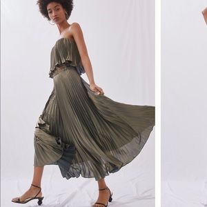 ANTHROPOLOGIE Pleated Metallic Skirt Set